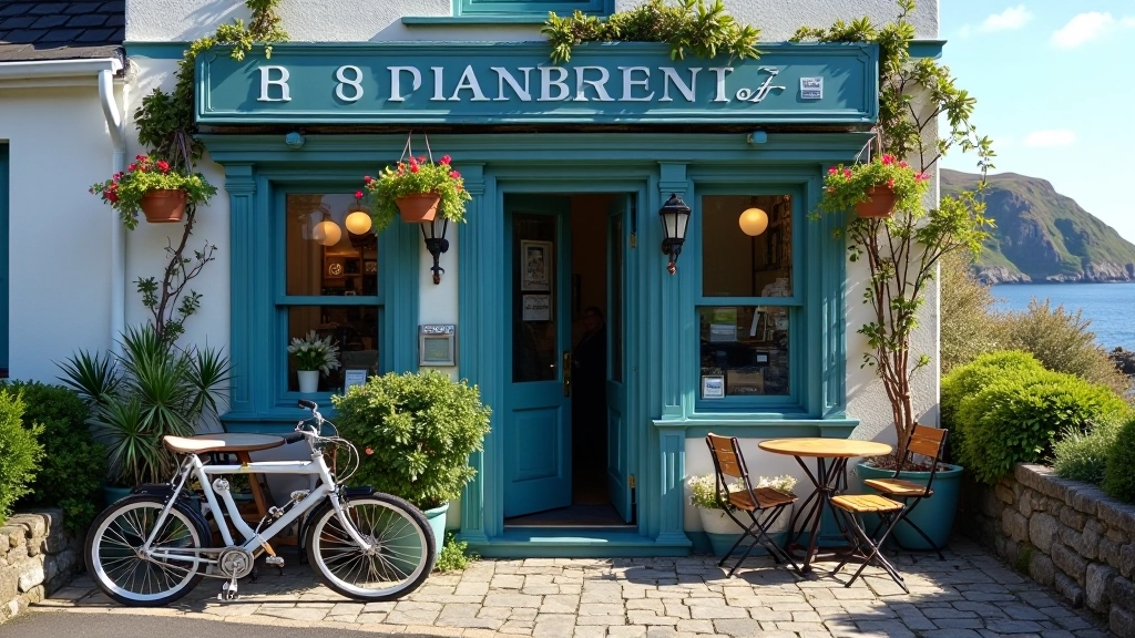 Café at route waypoint, welcoming cycling stop for refreshments