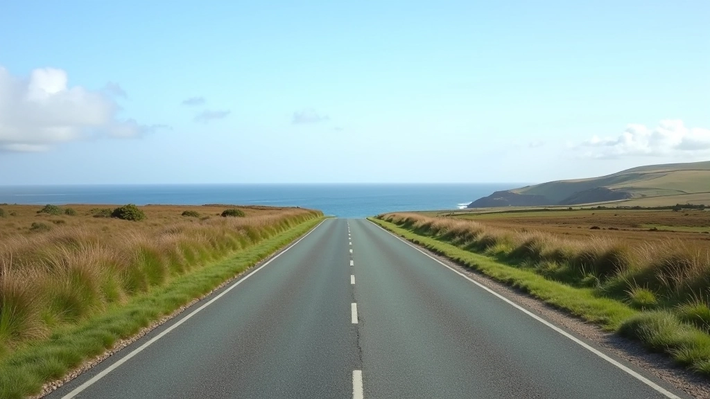 Flat coastal cycling path with ocean views, minimal elevation, perfect for leisurely rides