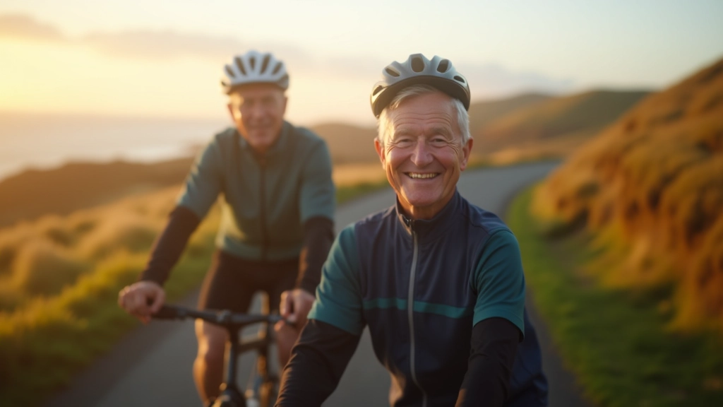 Experienced cyclist enjoying a scenic route along Irish coastline with mountains in background